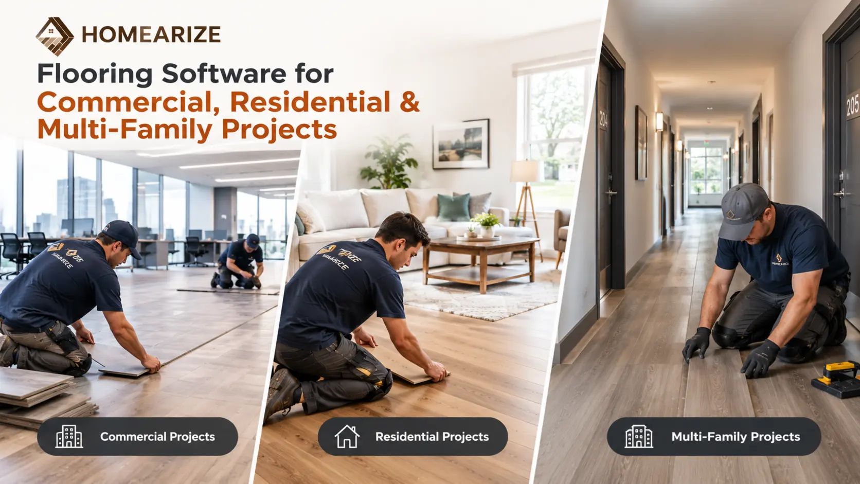 Flooring project management software supporting commercial, residential, and multi-family installations