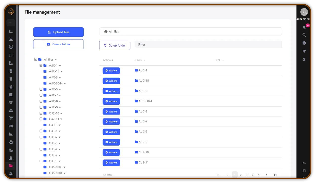 Digital document management dashboard