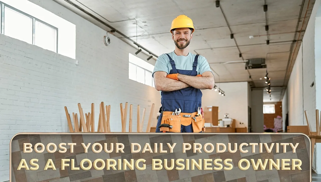 Construction professional using flooring software on a laptop, representing the ultimate guide to flooring software in 2026